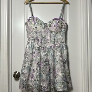Mi Ami for Francesca's Gloria Corset Floral Mini Dress Fairy Core Coquette Style